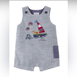 Mud Pie Baby Boy Sailboat Puppy Jon Jon Set Size 12-18 Mos